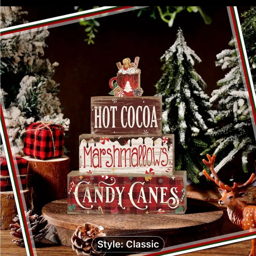 Festive Holiday Sign Set - Red and Brown - Picture 2 of 4